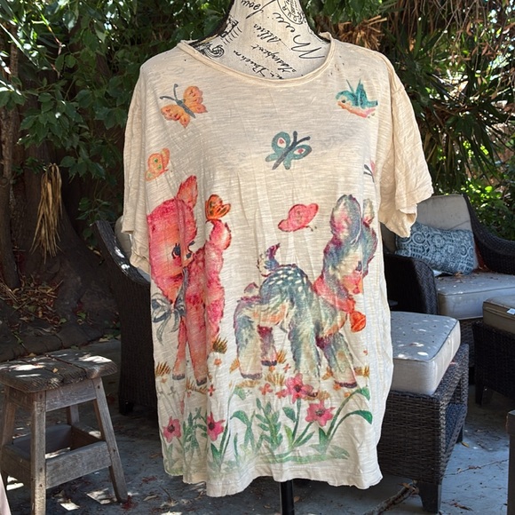 NWT🦌🦋🐦Magnolia Pearl💯Cotton Frolic Tee in One Size Fits Most - Picture 7 of 13